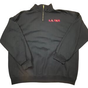 LA TAN Employees Women 2XL Quarter Zip Sweatshirt‎ Navy Pullover Palm Tree